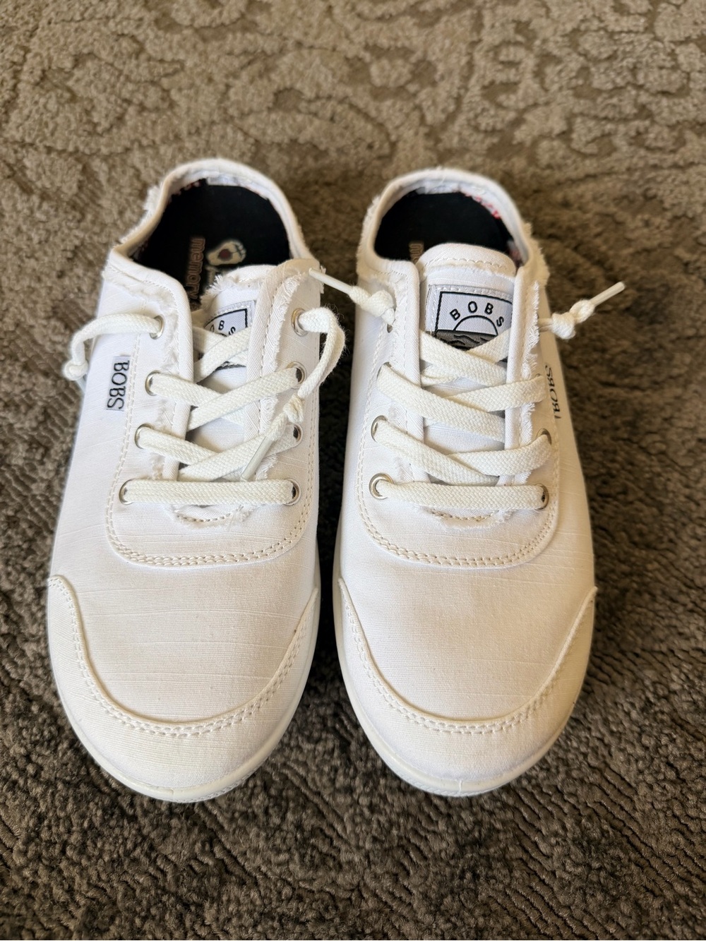 BOBS from Skechers White Low-Top Canvas Sneakers